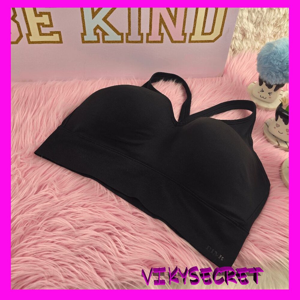 ❤️ NWT Victoria's Secret PINK Black Bralette Medium Support XXL #7388 ❤️
